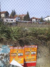 On the fence of the pitch of FC Partizan in Kaludjerica